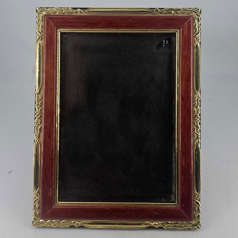 Vintage ornate gold brass and wood photo Picture Frame